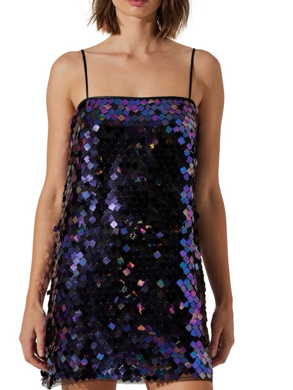 Iridescent Black Sequin women’s Porsche Slip Dress